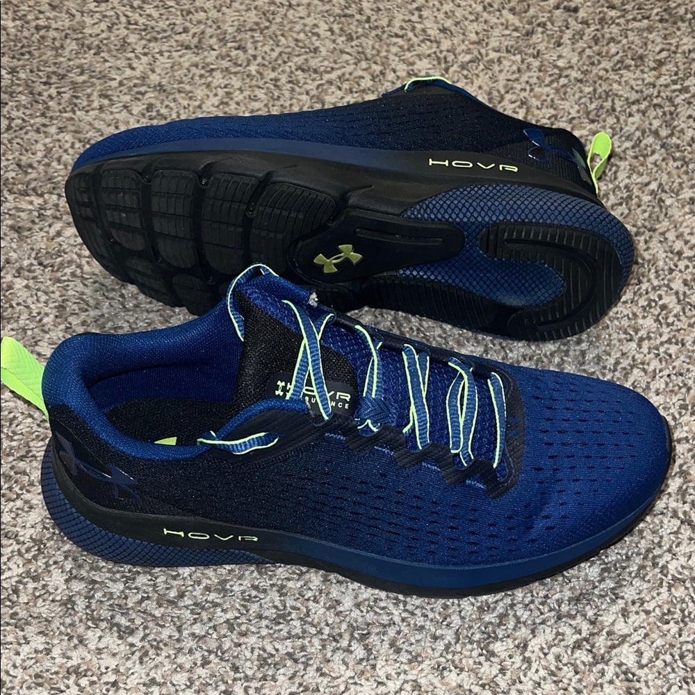Worn Once Under Armour Men's Navy and Neon Green Athletic Shoes
